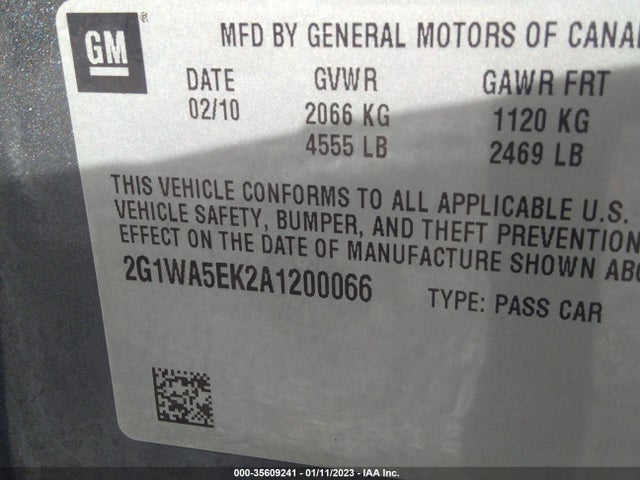 2010 CHEVROLET IMPALA LS VIN: 2G1WA5EK2A1200066