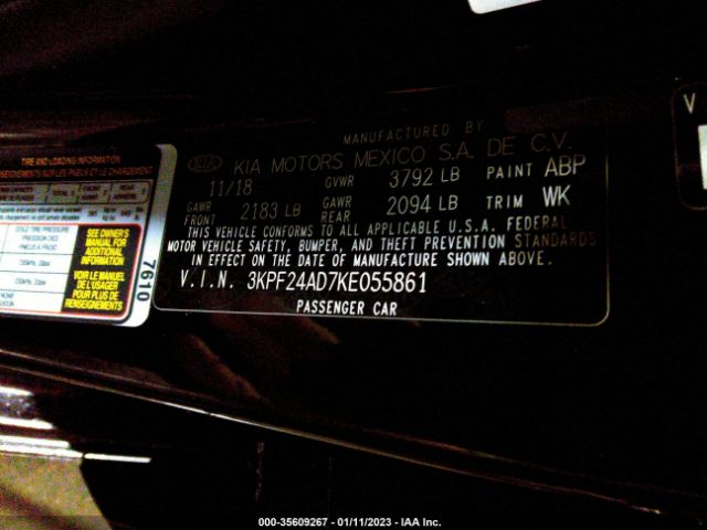 3KPF24AD7KE055861 KIA Forte Lxs