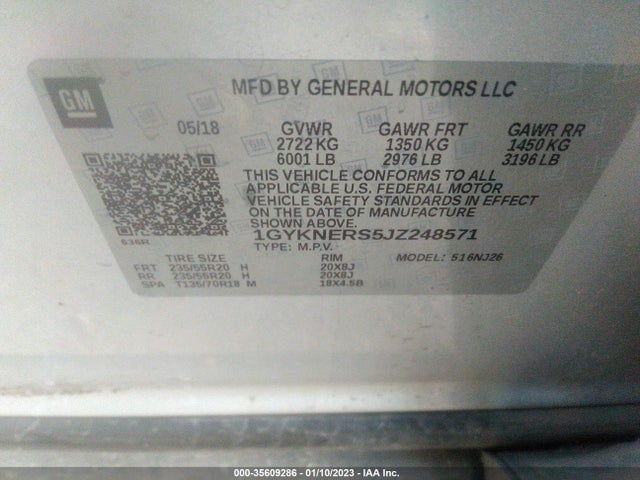 2018 Cadillac XT5, VIN: 1GYKNERS5JZ248571