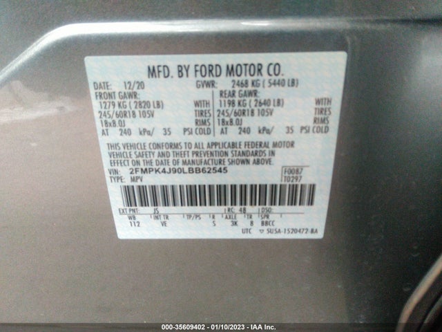 2020 Ford Edge, VIN: 2FMPK4J90LBB62545