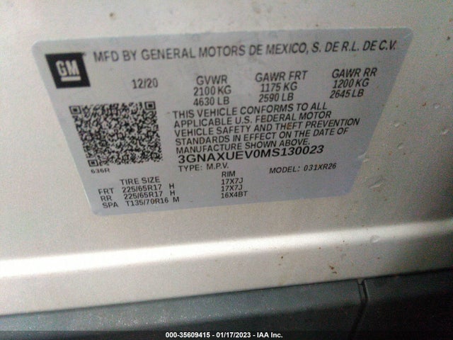 Chevrolet EQUINOX LT 2021 3GNAXUEV0MS130023 Image 9