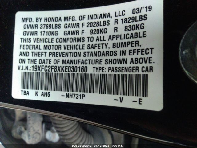 19XFC2F8XKE030160 Honda Civic Sedan Sport