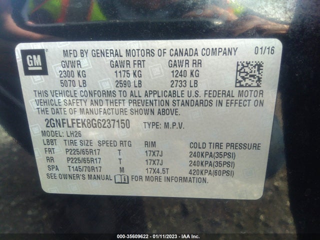 Chevrolet EQUINOX LT 2016 2GNFLFEK8G6237150 Image 10