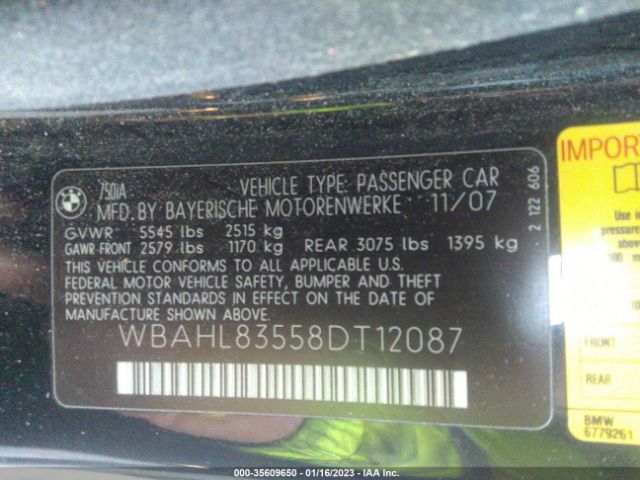 WBAHL83558DT12087 BMW 7 Series 750i