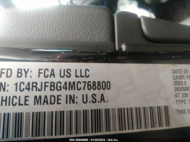 1C4RJFBG4MC768800 Jeep Grand Cherokee Limited X