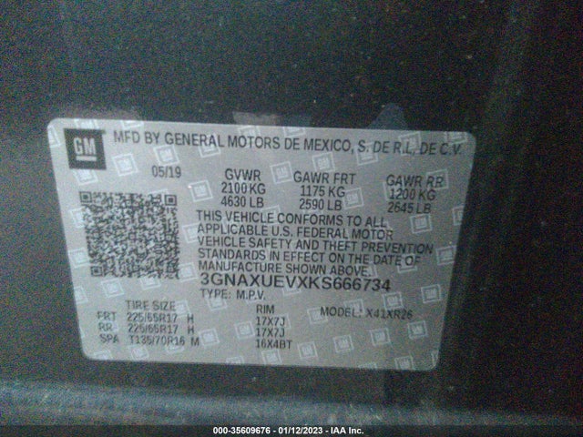 Chevrolet EQUINOX LT 2019 3GNAXUEVXKS666734 Image 9