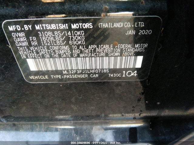 2020 Mitsubishi Mirage, VIN: ML32F3FJ1LHF07185