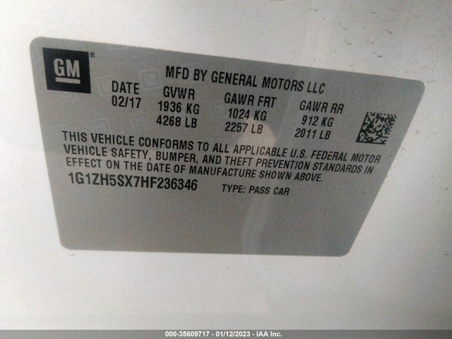 2017 Chevrolet Malibu, VIN: 1G1ZH5SX7HF236346