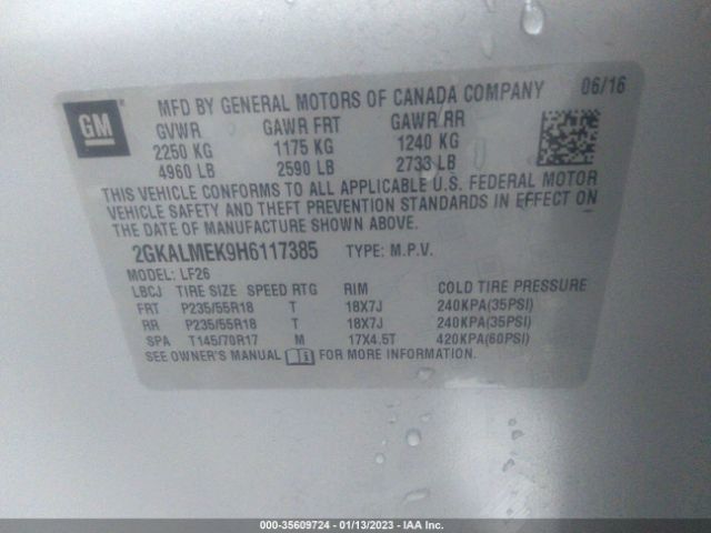 2GKALMEK9H6117385 GMC Terrain Sle