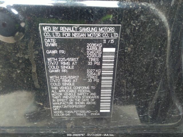 KNMAT2MT6GP621837 Nissan ROGUE S