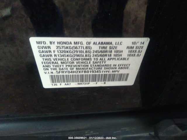 2015 Acura MDX, VIN: 5FRYD4H2XFB019345