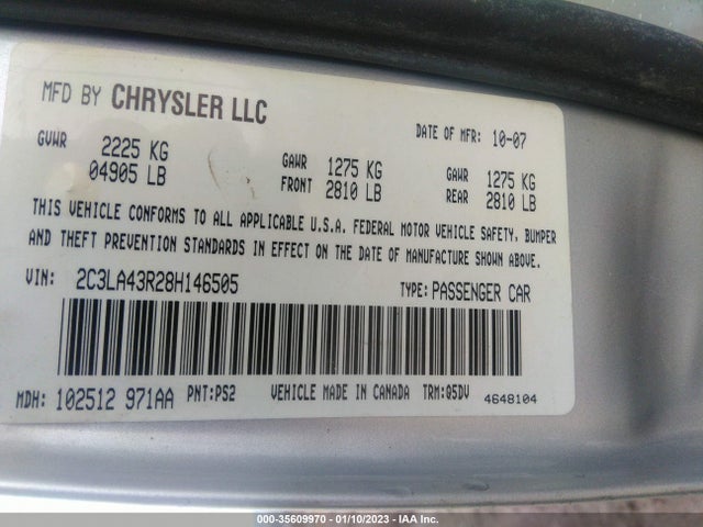 Chrysler 300 2008 2C3LA43R28H146505 Image 10