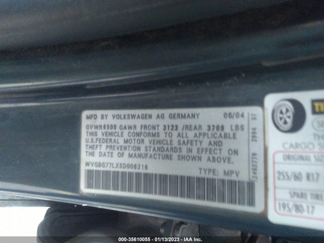 WVGBG77LX5D006316 Volkswagen Touareg
