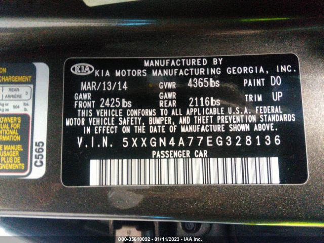 5XXGN4A77EG328136 KIA OPTIMA EX