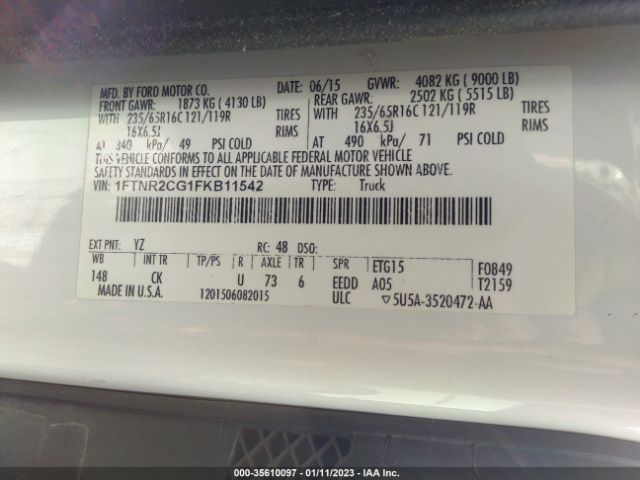 1FTNR2CG1FKB11542 Ford TRANSIT CARGO VAN