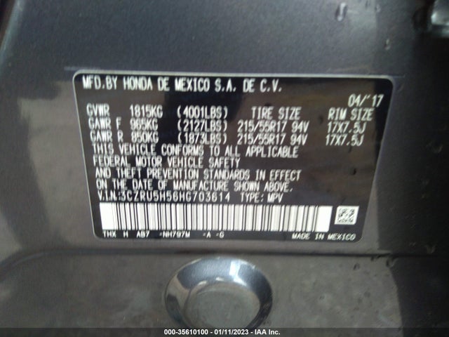 2017 Honda HR-V, VIN: 3CZRU5H56HG703614