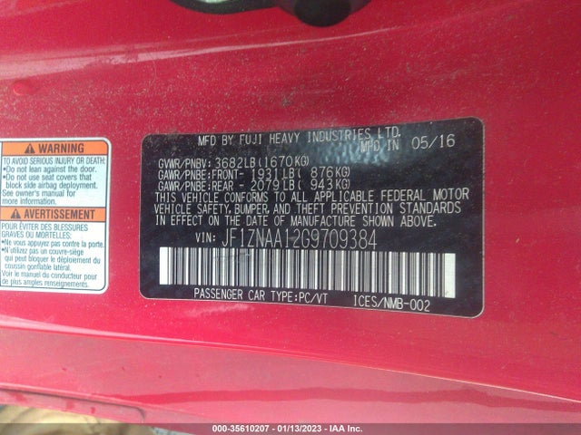 2016 Scion FR-S, VIN: JF1ZNAA12G9709384