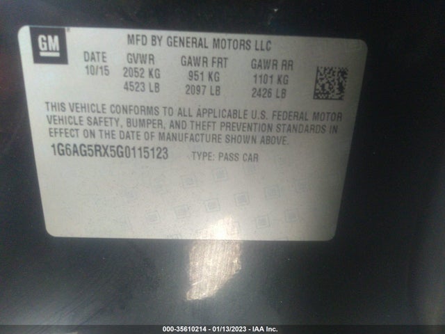 2016 Cadillac ATS, VIN: 1G6AG5RX5G0115123