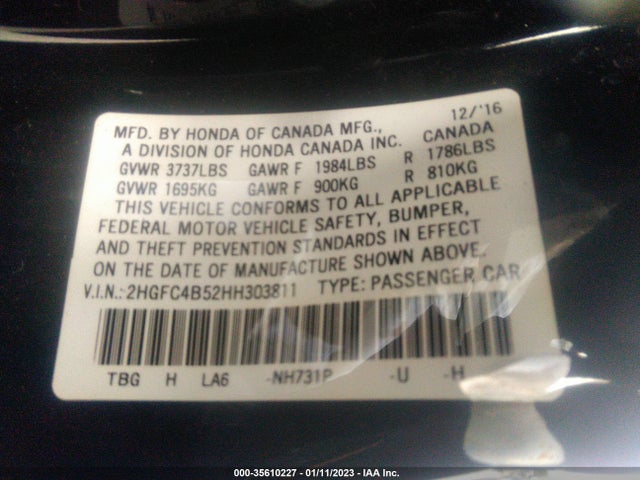 Honda Civic Coupe Lx 2017 2HGFC4B52HH303811 Image 9