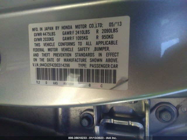 2013 ACURA TSX VIN: JH4CU2F42DC014296