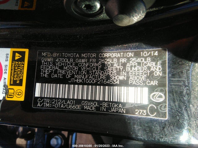 JTHBK1GG0F2164534 Lexus ES 350
