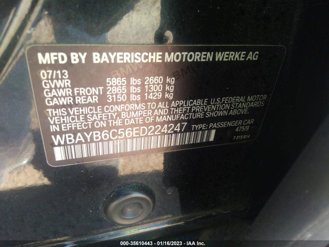 2014 BMW 7 Series, VIN: WBAYB6C56ED224247