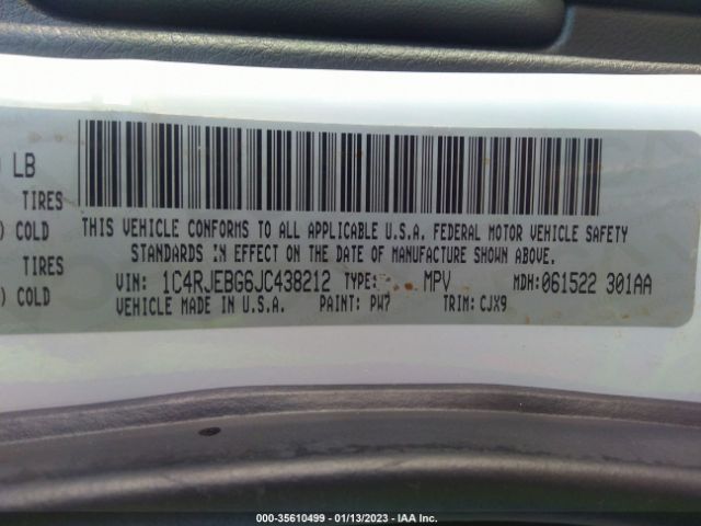 1C4RJEBG6JC438212 Jeep Grand Cherokee Limited
