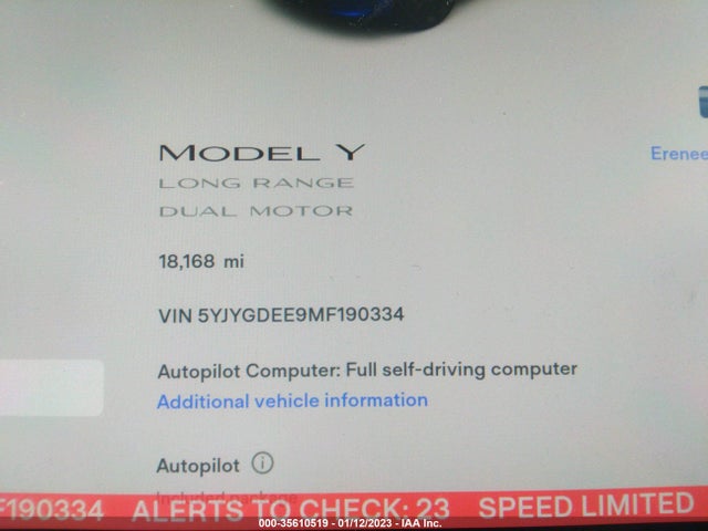 Tesla Model Y Long Range 2021 5YJYGDEE9MF190334 Image 8
