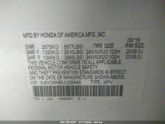 Acura Mdx W/advance Pkg 2018 5J8YD4H86JL026449 Image 9