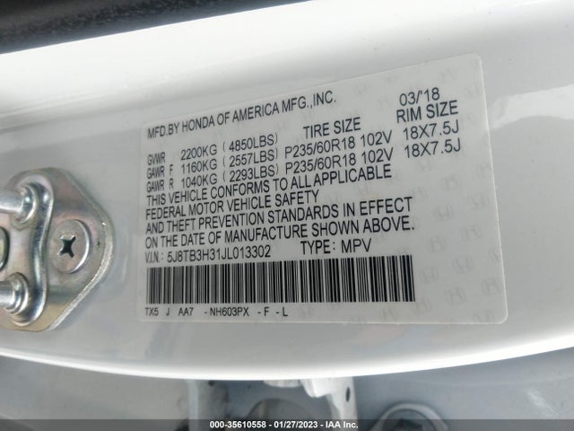 Acura RDX 2018 5J8TB3H31JL013302 Image 9