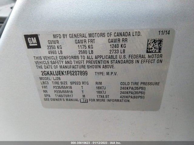 GMC Terrain Denali 2015 2GKALUEK1F6207899 Image 9