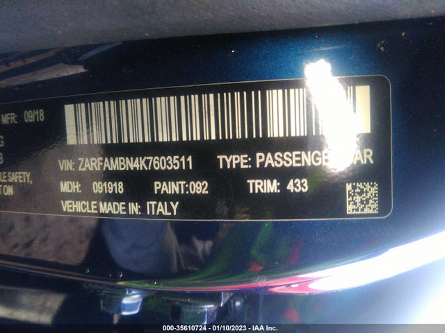 ZARFAMBN4K7603511 Alfa Romeo GIULIA TI