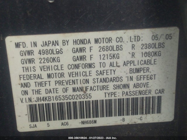 Acura RL 2005 JH4KB16535C020355 Image 11