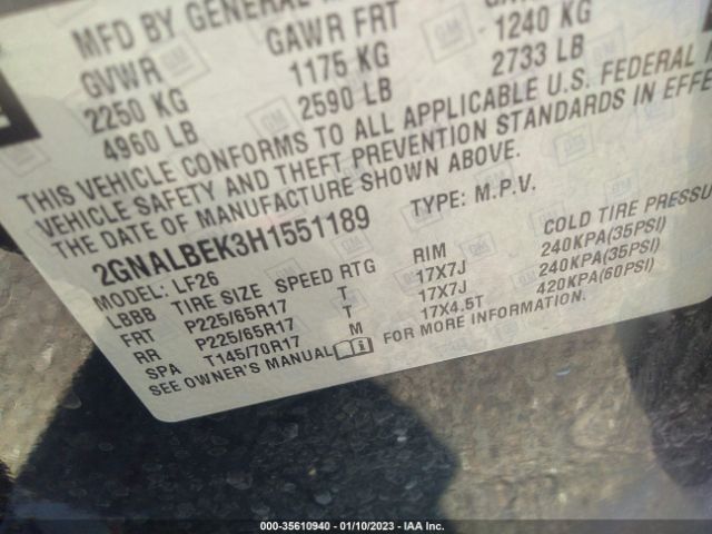 2GNALBEK3H1551189 Chevrolet Equinox