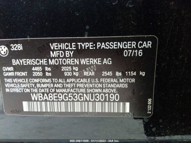 WBA8E9G53GNU30190 BMW 3 Series 328i