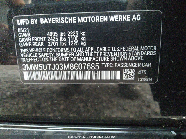 BMW 3 Series M340i 2021 3MW5U7J03M8C07685 Image 11