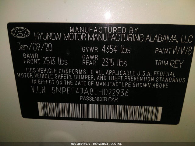 Hyundai SONATA SEL 2020 5NPEF4JA8LH022936 Image 9
