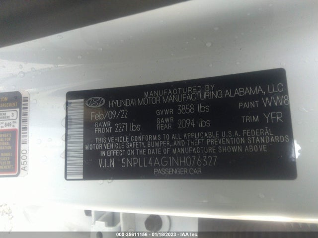 2022 Hyundai Elantra, VIN: 5NPLL4AG1NH076327