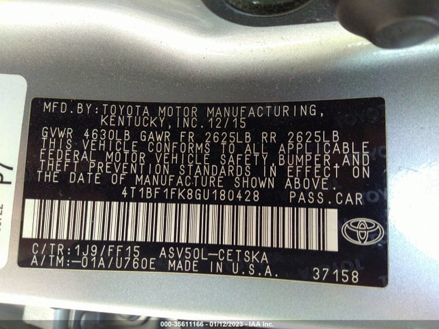 Toyota Camry 2016 4T1BF1FK8GU180428 Image 10