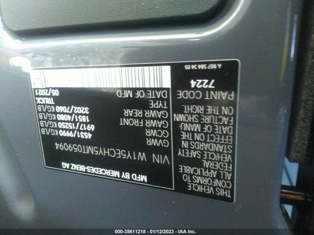 2021 Mercedes-Benz Sprinter, VIN: W1Y5ECHY5MT059094