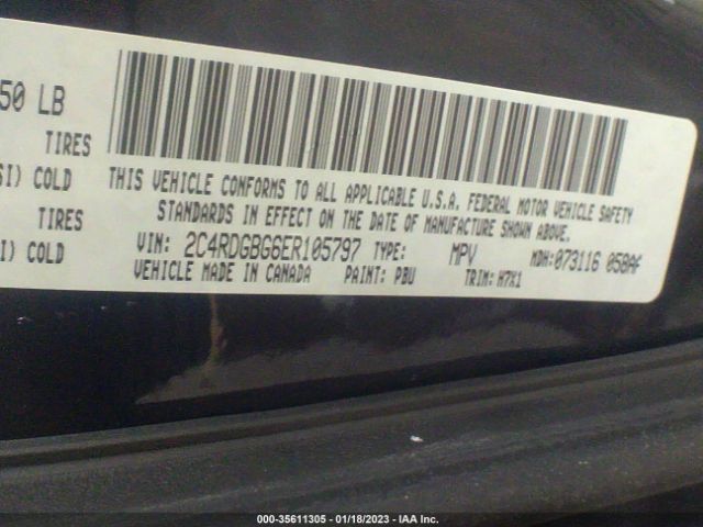 2C4RDGBG6ER105797 Dodge Grand Caravan American Value Pkg