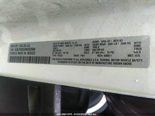 2021 Ram Promaster, VIN: 3C6LRVBGXME533696