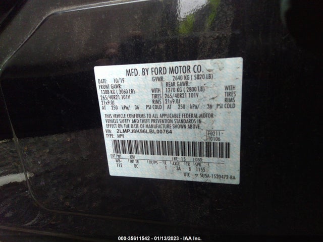 2020 Lincoln Nautilus, VIN: 2LMPJ8K96LBL00764