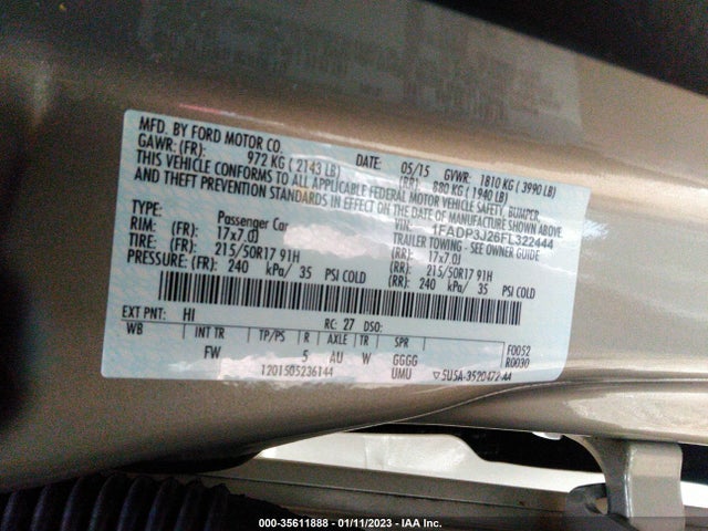 2015 Ford Focus, VIN: 1FADP3J26FL322444