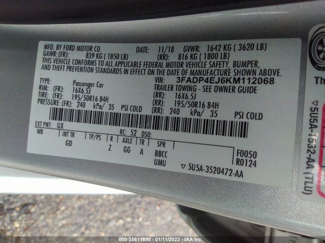 2019 Ford Fiesta, VIN: 3FADP4EJ6KM112068