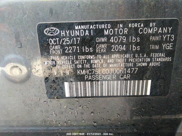 2018 Hyundai Ioniq, VIN: KMHC75LC0JU061477
