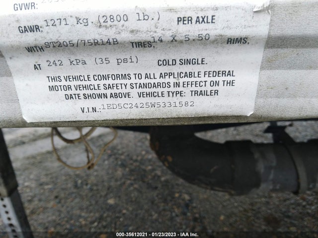 1998 WILDERNESS 24 L FIFTH WHEEL TRAILER VIN: 1ED5C2425W5331582