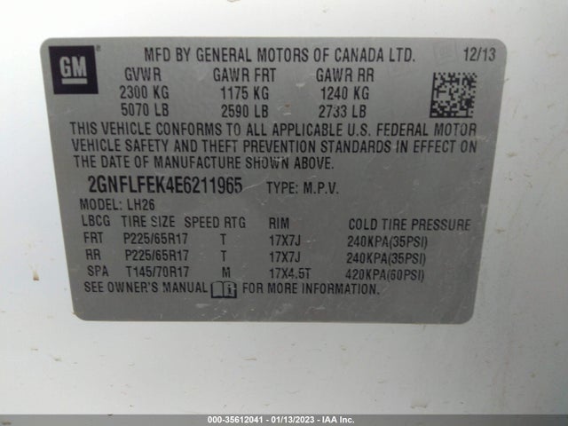 Chevrolet EQUINOX LT 2014 2GNFLFEK4E6211965 Image 10