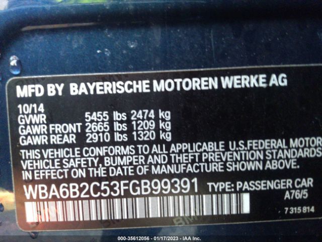 WBA6B2C53FGB99391 BMW 6 Series 650i