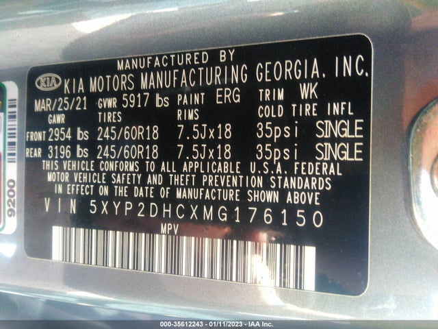 2021 Kia Telluride, VIN: 5XYP2DHCXMG176150